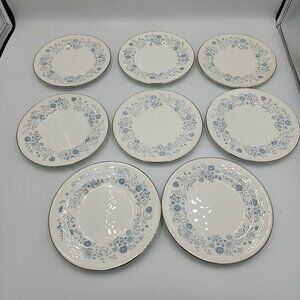 Wedgwood Belle Fleur Bone China Bread Dessert Plates Platinum Band 6” Set of 8